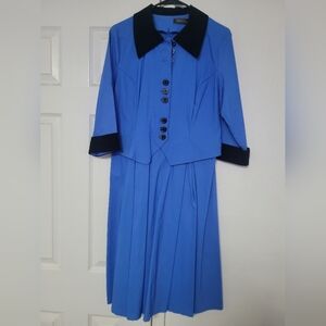 Blue Dress with Black Accents